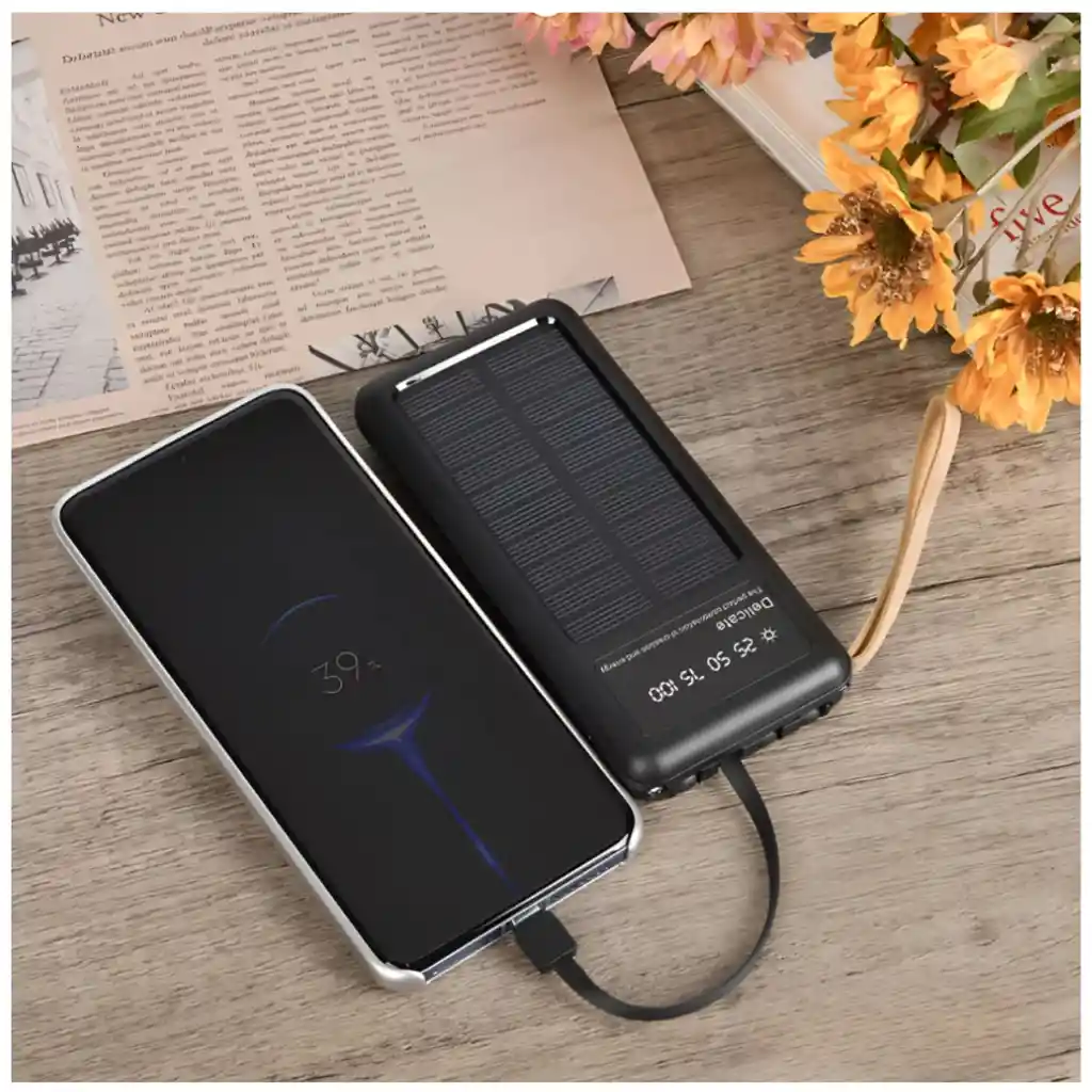 Power Bank Batería Solar Panel 20.000mah Cargador Portátil