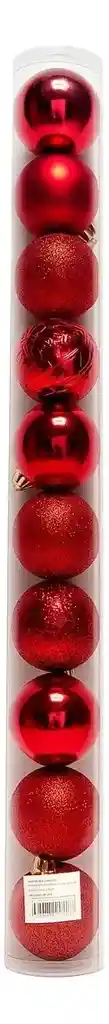 Set De Bolas De Navidad X 10 Unds Rojas O Doradas