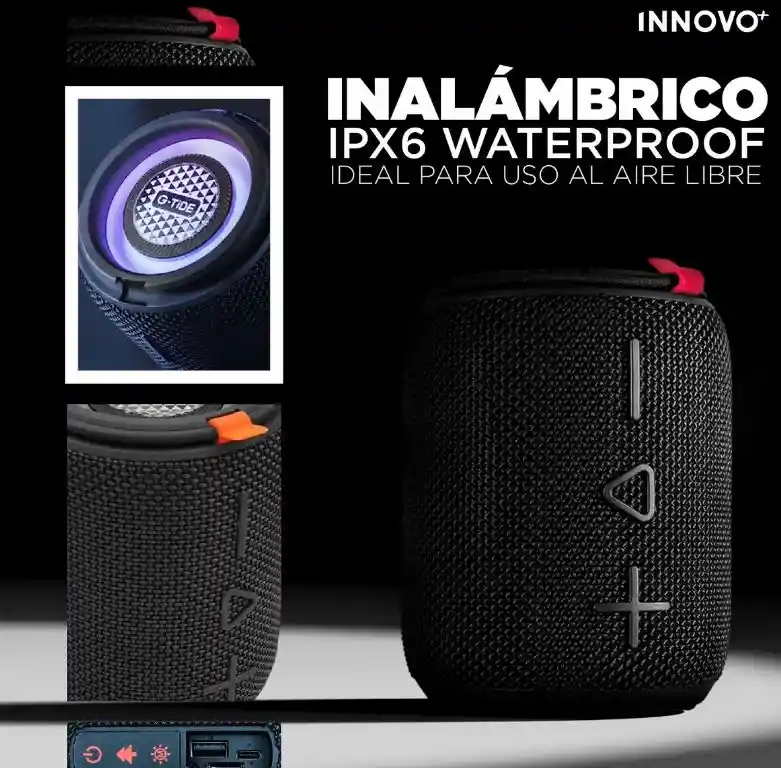 Parlante Bluetooth G-tide Sv30 10w Bass Ipx6 Tws Rgb 5h Batería