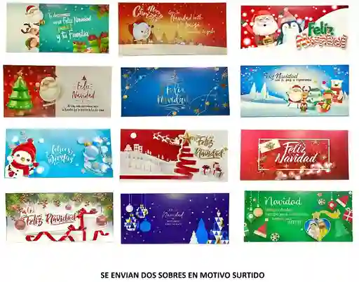 Lluvia De Sobres Navidad Diseños Surtidos X 2 Unidades Lukis