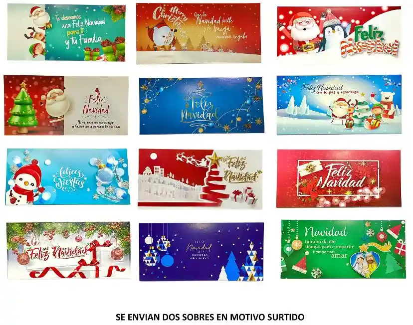 Lluvia De Sobres Navidad Diseños Surtidos X 2 Unidades Lukis