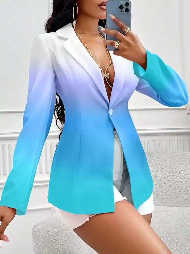 Blazer De Cuello Con Solapa Con Botón Talla S/m