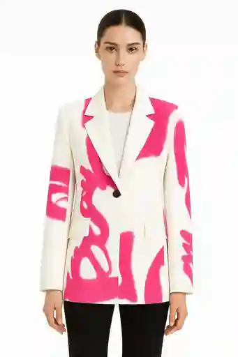 Blazer De Cuello Con Solapa Con Talla L