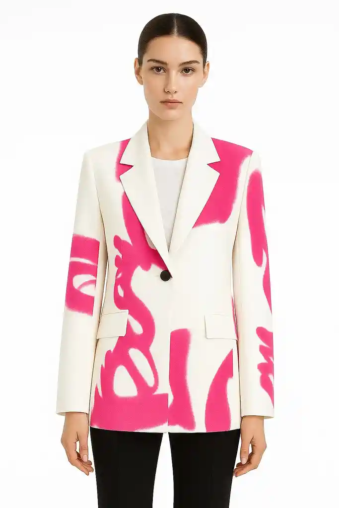 Blazer De Cuello Con Solapa Con Talla L