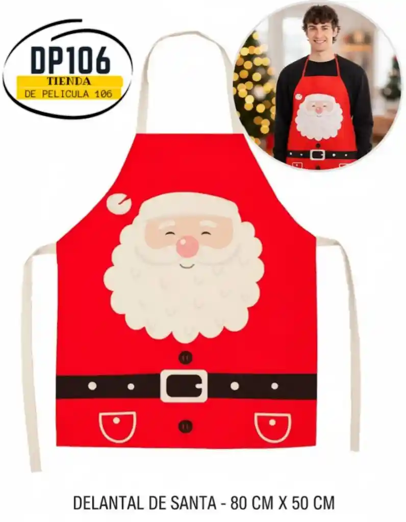 Delantal De Santa Claus Para Navidad 80 X 50 Cm