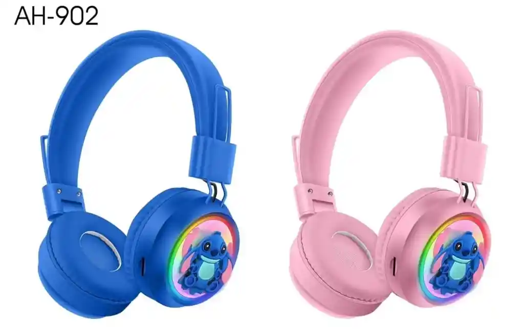 Audífonos Inalámbricos Diseño Stitch Plegables Rosado