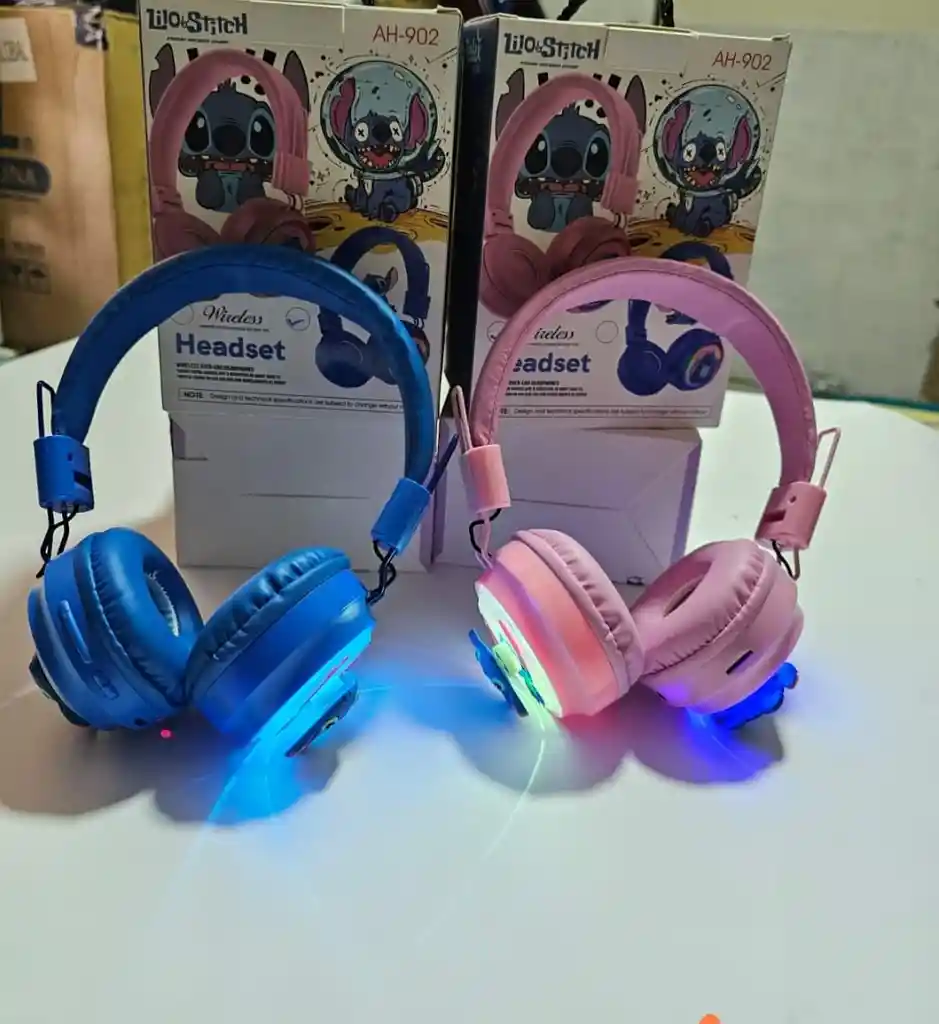 Audífonos Inalámbricos Diseño Stitch Plegables Rosado