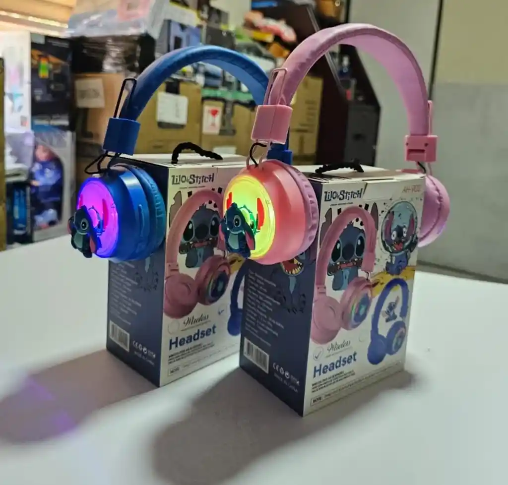 Audífonos Inalámbricos Diseño Stitch Plegables Rosado