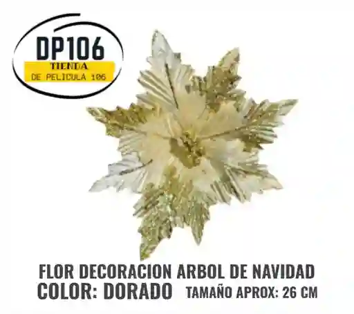 Flor Dorada Decoracion Navidad Con Detalles Brillantes X 1 Und Pin