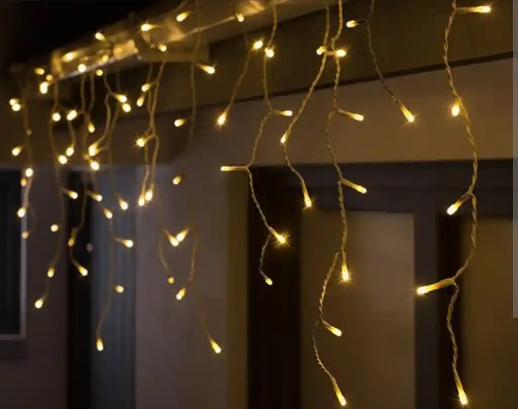 Alumbrado Luces Lluvia Tono Amarillo Calido Con Luz Blanca Parpadiante 3m 96 Bombillos 110v 60hz Decoracion Navidad Exterior Mirador Balcon Ventanas