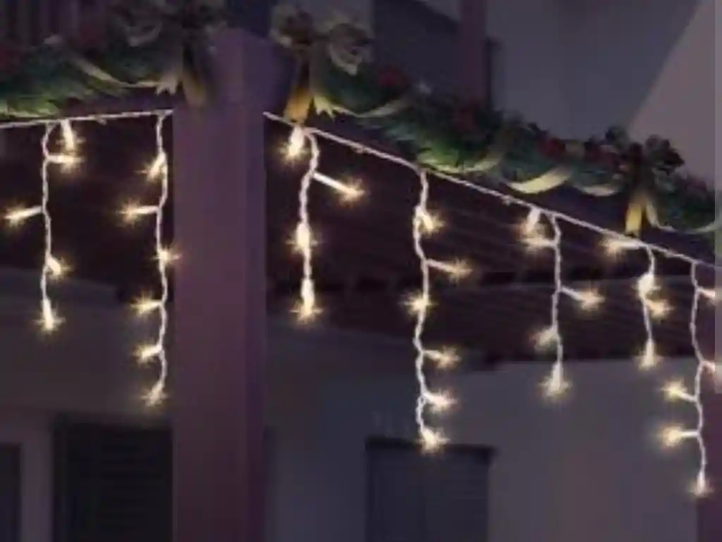 Alumbrado Luces Lluvia Tono Amarillo Calido Con Luz Blanca Parpadiante 3m 96 Bombillos 110v 60hz Decoracion Navidad Exterior Mirador Balcon Ventanas