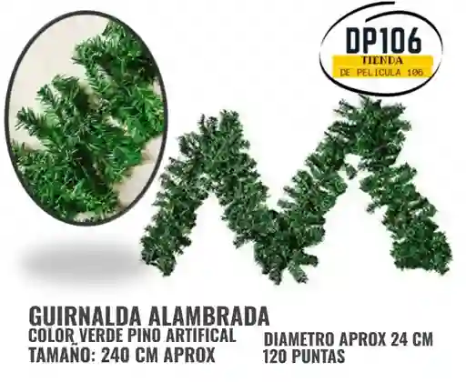 Guirnalda Gruesa Alambrada De Pino Verde Artificial X 240 Cm