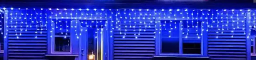 Alumbrado Luces Lluvia Tono Azul Led Con Continuidad 3m 96 Bombillos 110v 60hz Decoracion Navidad Exterior Mirador Balcon Ventana