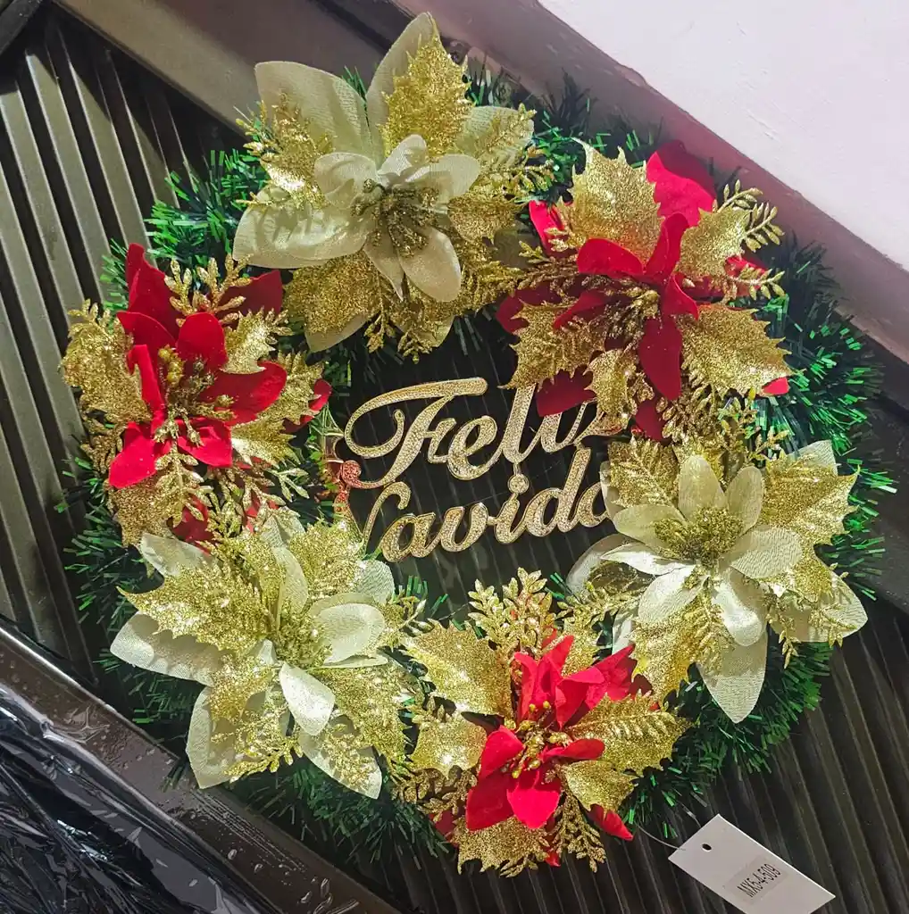 Corona Navideña Decoracion Puerta Ventana Feliz Navidad