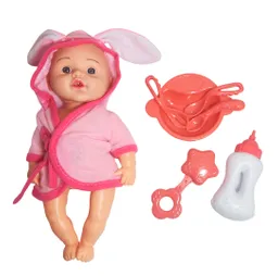 Muñeco Bebe Bata De Baño + Accesorios Juguete Niñas