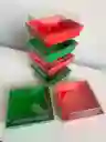 Cajas Laminadas 11 X 12 Cms X6 Cms Rojas O Verdes Con Tapa Plástica, Cajas Para Alimentos