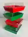 Cajas Laminadas 11 X 12 Cms X6 Cms Rojas O Verdes Con Tapa Plástica, Cajas Para Alimentos