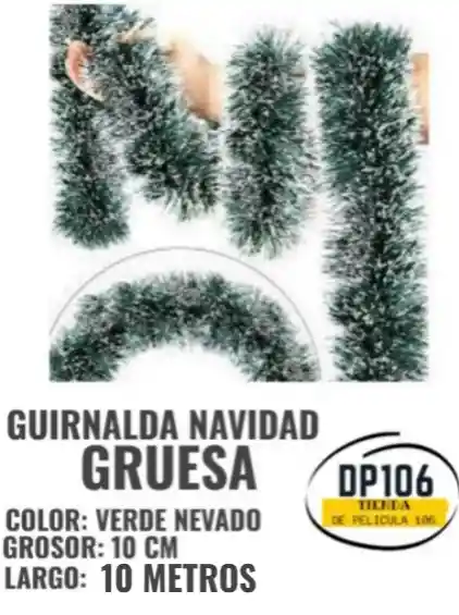 Guirnalda Verde Nevado Gruesa Navidad X 10 Metros Decoracion