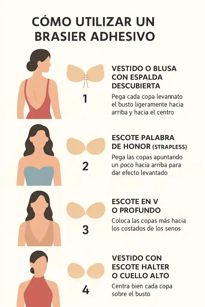 Brasier Adhesivo, Copa B Sin Tirantes, Sin Espalda, Invisible, Con Realce Y Reutilizable, Para Mujer