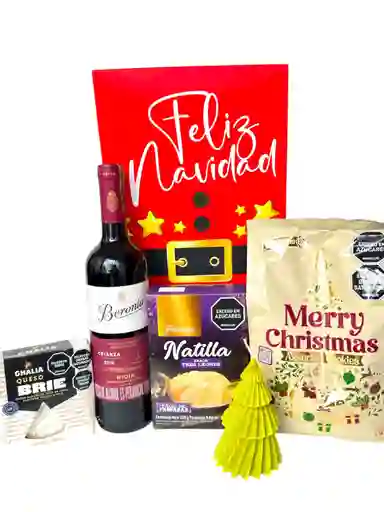 Ancheta Dulce Tradicion Con Vino, Natilla Y Galletas - Regalo De Navidad - Ancheta Regalo Familiar O Empresarial