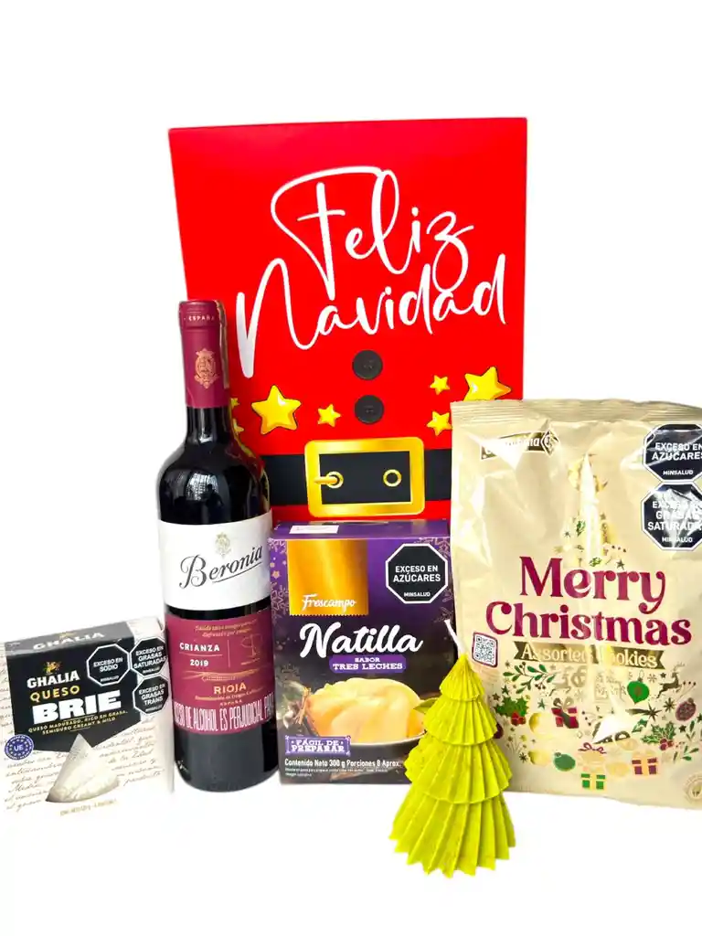 Ancheta Dulce Tradicion Con Vino, Natilla Y Galletas - Regalo De Navidad - Ancheta Regalo Familiar O Empresarial