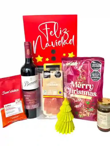 Ancheta Aromas De Navidad Con Vela Navideña, Vino Y Mas - Regalo De Navidad - Ancheta Regalo Familiar O Empresarial
