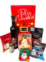 Ancheta Papà Noel Con Vino, Galletas Y Jamon Serrano - Regalo De Navidad - Ancheta Regalo Familiar O Empresarial