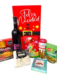 Ancheta Caja Alegria Con Queso, Natilla Y Vino - Regalo De Navidad - Ancheta Regalo Familiar O Empresarial