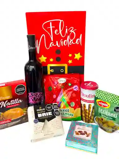 Ancheta Caja Alegria Con Queso, Natilla Y Vino - Regalo De Navidad - Ancheta Regalo Familiar O Empresarial