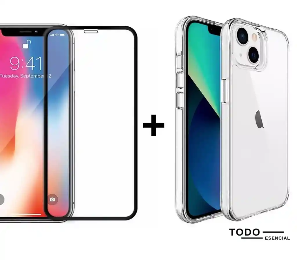 Combo Estuche Transparente Y Vidrio Templado Iphone 12 Pro Max