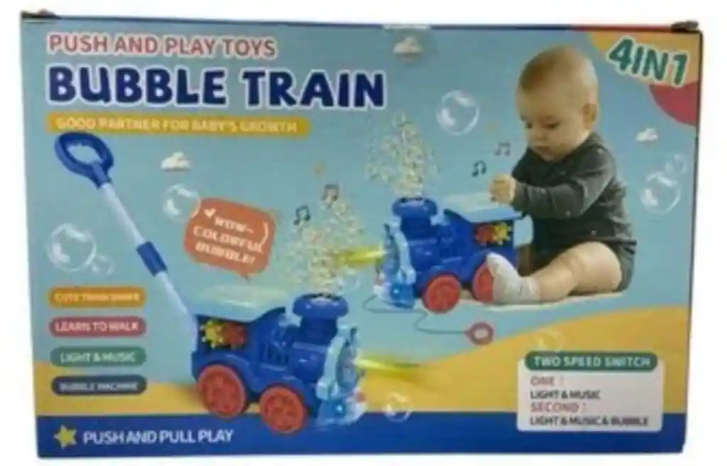 Juguete 4 En 1 Burbujas Andadera Luces Niños