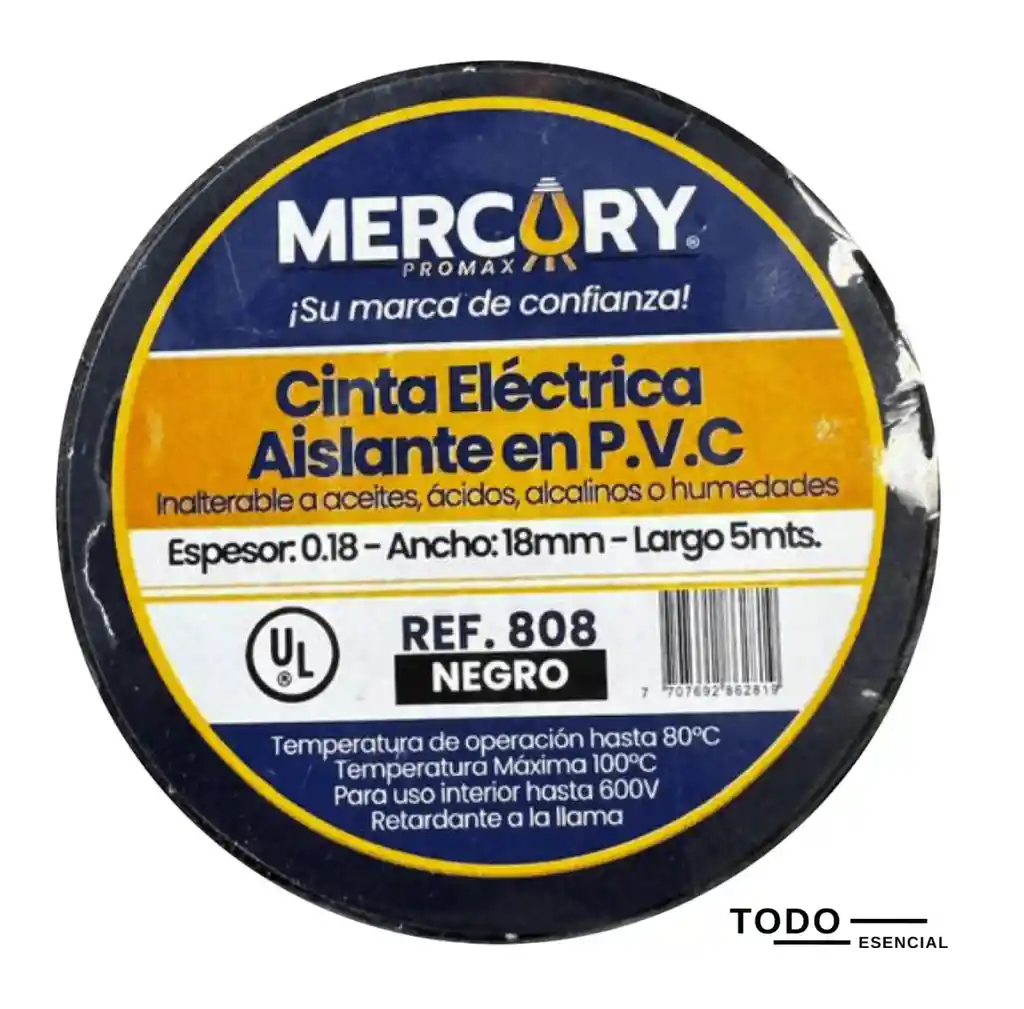 Cinta Aislante Eléctrica Negra 5m