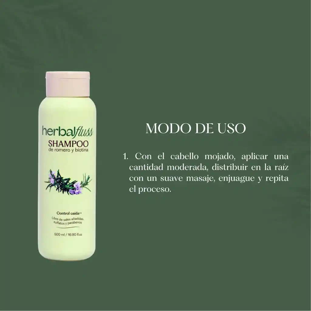 Shampoo De Romero Y Biotina Sachet Herbalfluss 30ml