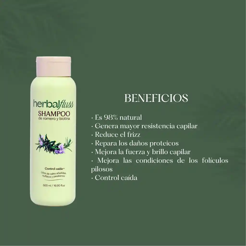 Shampoo De Romero Y Biotina Sachet Herbalfluss 30ml