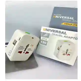 Adaptador Universal De Viaje Con 2 Puertos Usb + Tipo C – 3000w Y Protección Segura