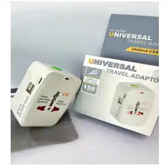 Adaptador Universal De Viaje Con 2 Puertos Usb + Tipo C – 3000w Y Protección Segura