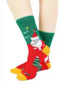 Regalo Calcetines Divertidos Animados Navidad Papa Noel Rojo -verde
