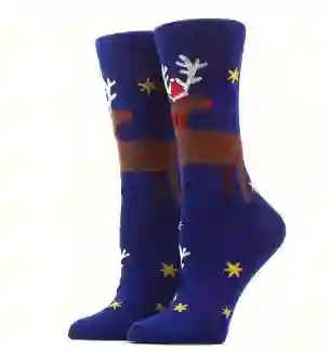 Regalo Calcetines Divertidos Animados Navidad Reno - Azul