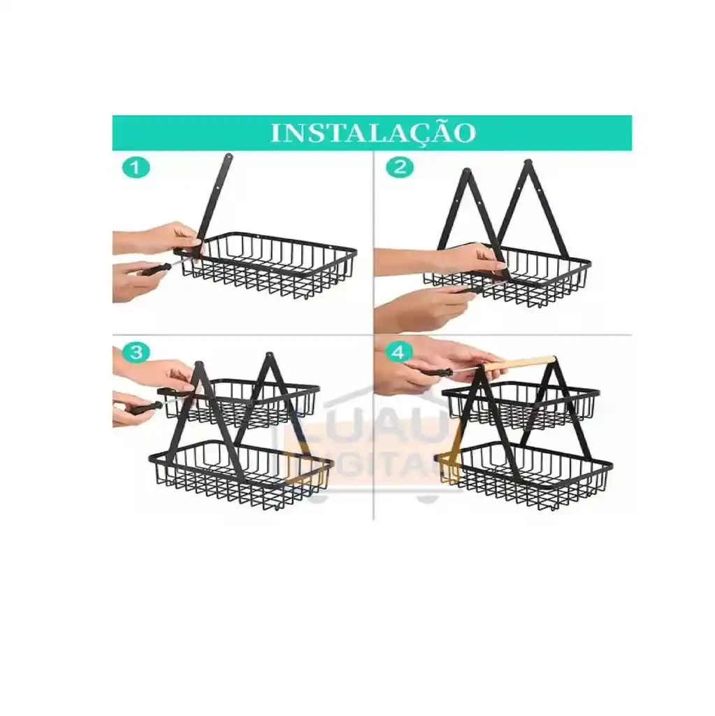 Organizador De Cocina Metálico Frutero Y Alimentos 2 Pisos - Negro