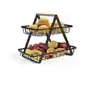 Organizador De Cocina Metálico Frutero Y Alimentos 2 Pisos - Negro