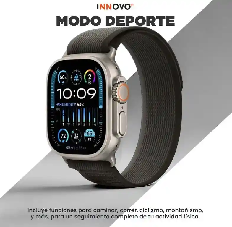 Smartwatch H9 Ultra Plus 49mm 7 Correas Nfc, Amoled, Bluetooth Negro