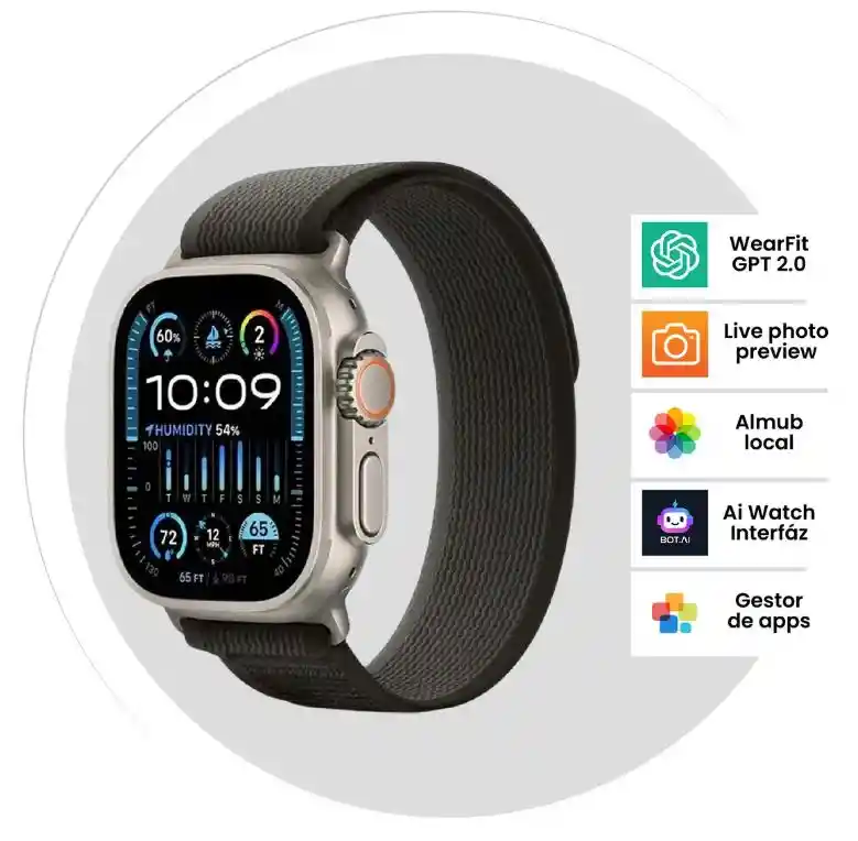 Smartwatch H9 Ultra Plus 49mm 7 Correas Nfc, Amoled, Bluetooth Negro