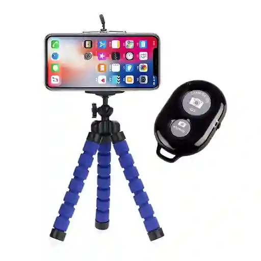 Combo Mini Tripode + Control Bluetooth Azul