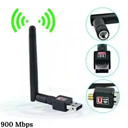 Adaptador Receptor Wifi Usb Inalambrico 900 Mbps Con Antena