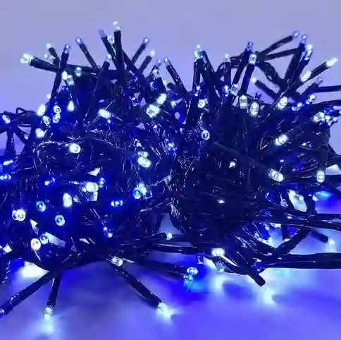 Luces De Navidad Luz Azul X180 Bombillos Lineal Cable Siliconado Decorac