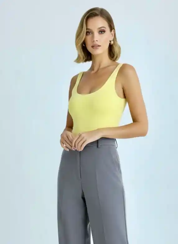Body Escote Talla S/m Amarillo