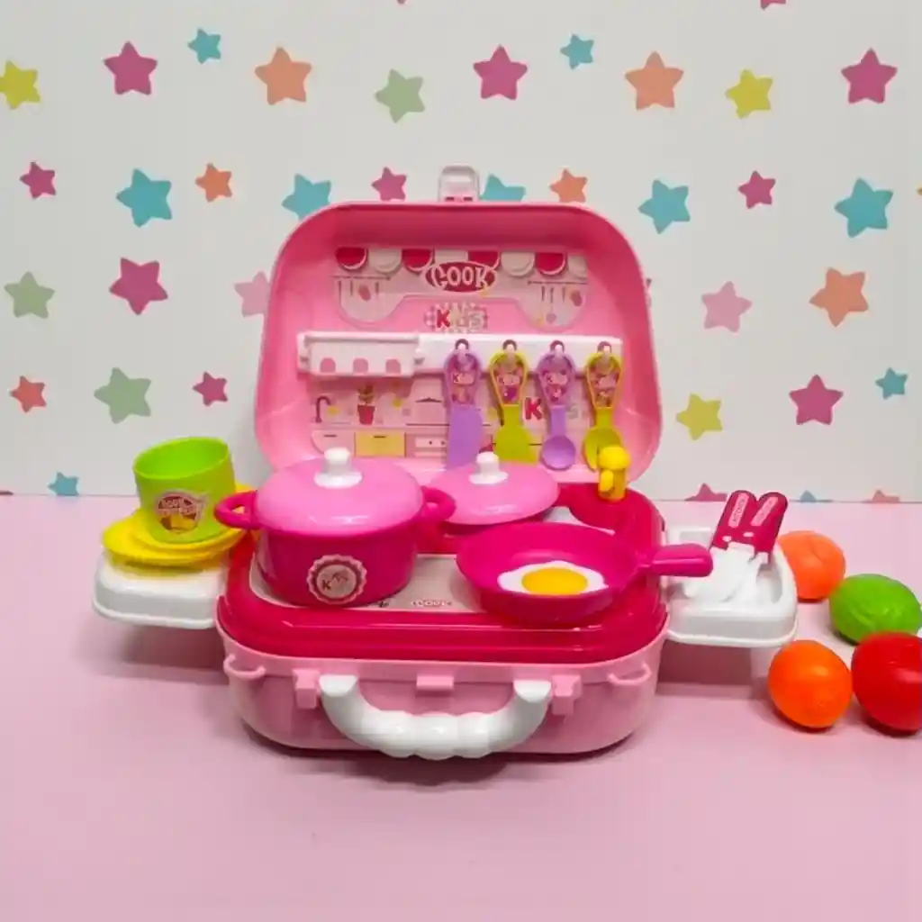 Set De Cocina Portatil Y Didactico Tipo Maleta Para Niñas