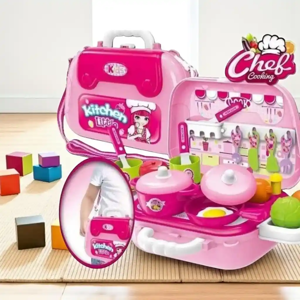 Set De Cocina Portatil Y Didactico Tipo Maleta Para Niñas