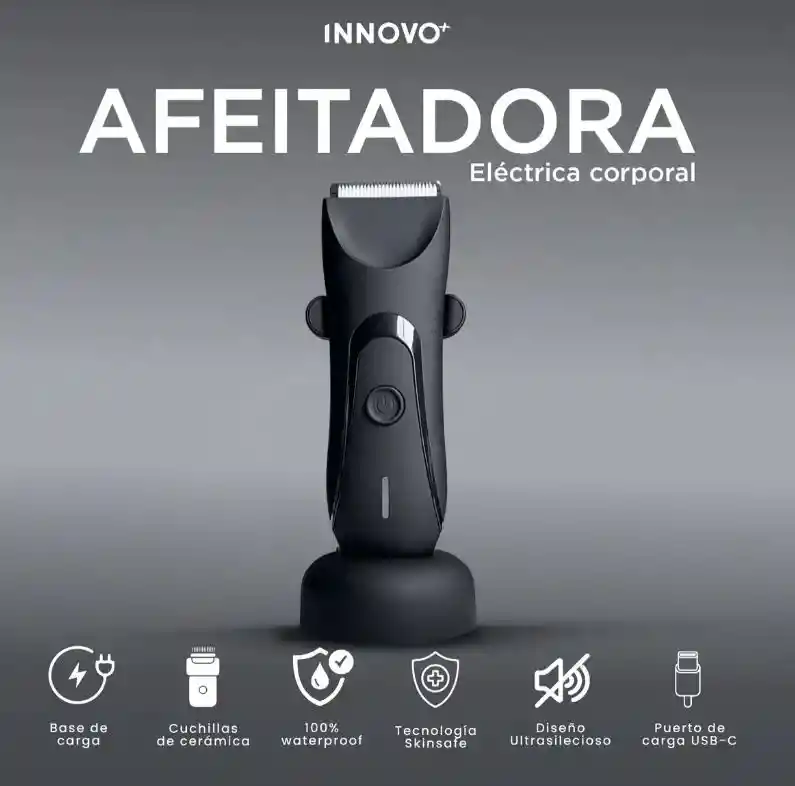 Rasuradora Eléctrica Waterproof Base Carga 4 Peines Grooming Negro