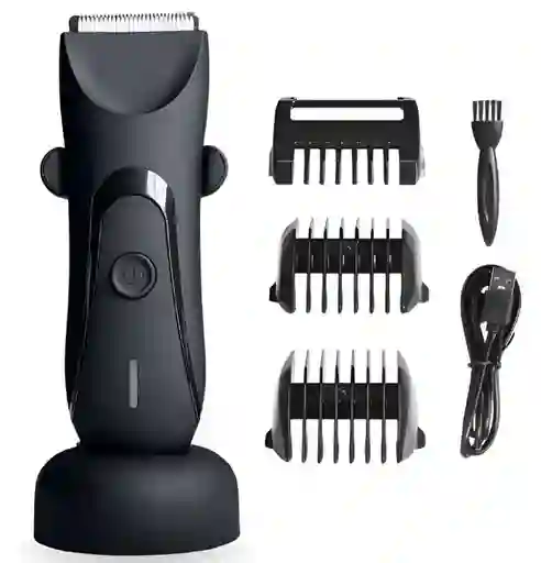 Rasuradora Eléctrica Waterproof Base Carga 4 Peines Grooming Negro